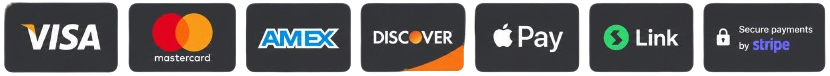 Accepted payment methods: Visa, Mastercard, Amex, Discover, Apple Pay, Link, secure payments by Stripe