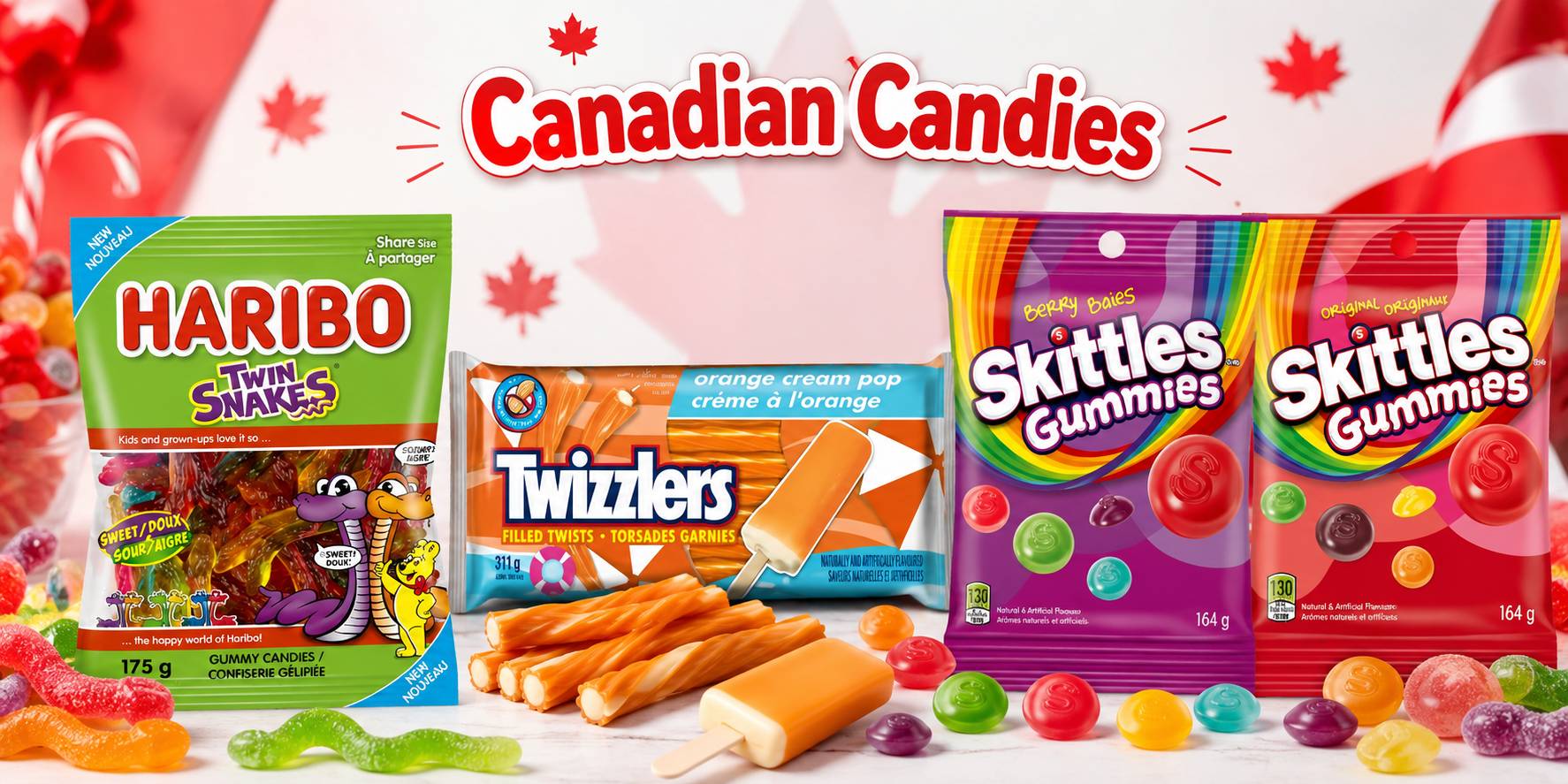 Wrapped Canadian candy gift box ready for a special occasion