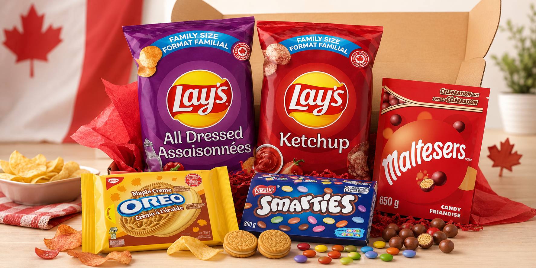 Assorted Canadian chocolate bars and candy