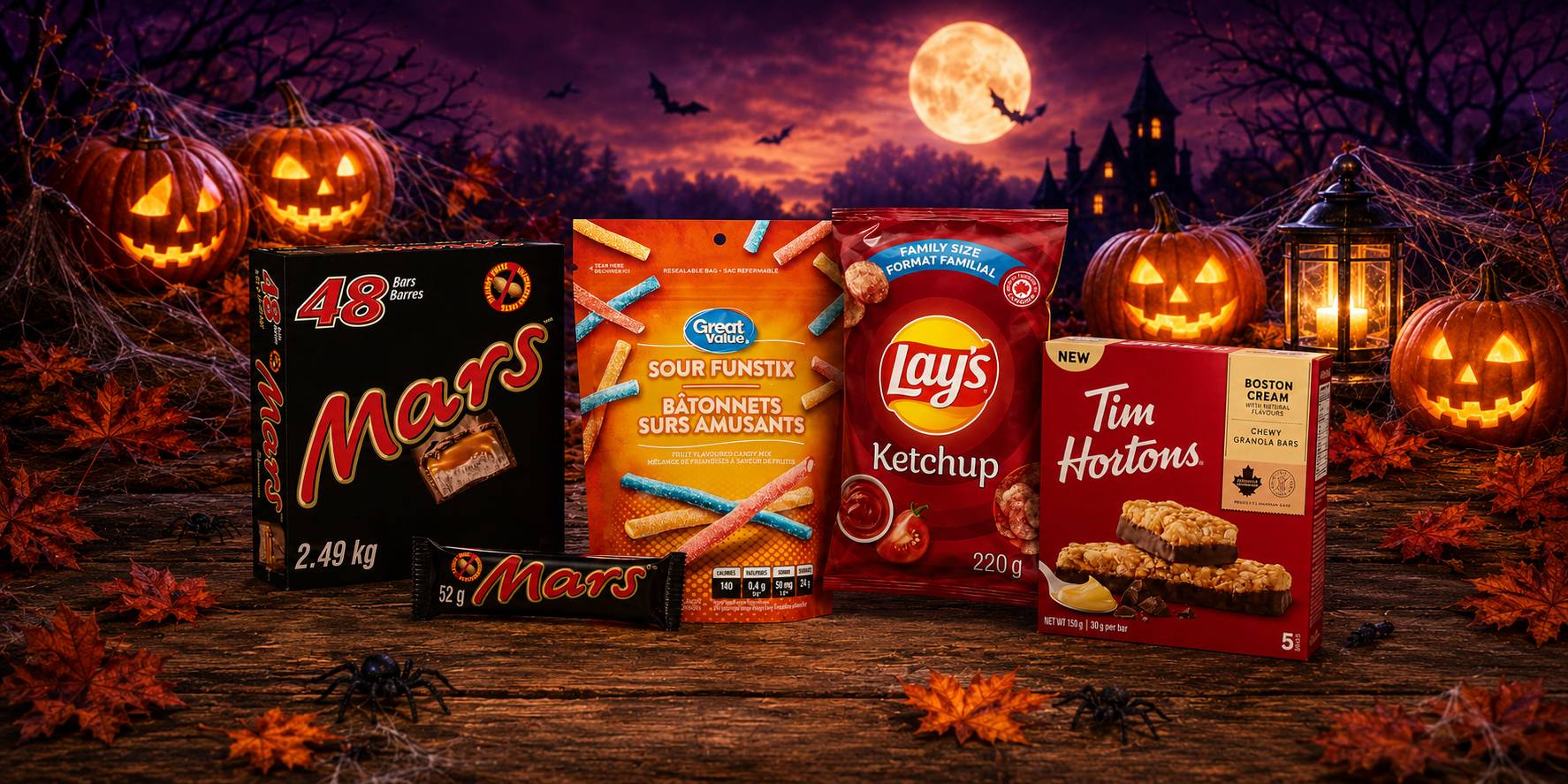 Cardboard shipping box packed and ready to ship Canadian snacks to the USA