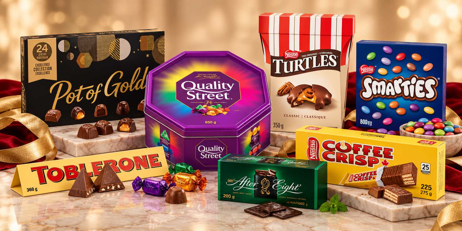 Assorted Canadian Christmas chocolates and candy