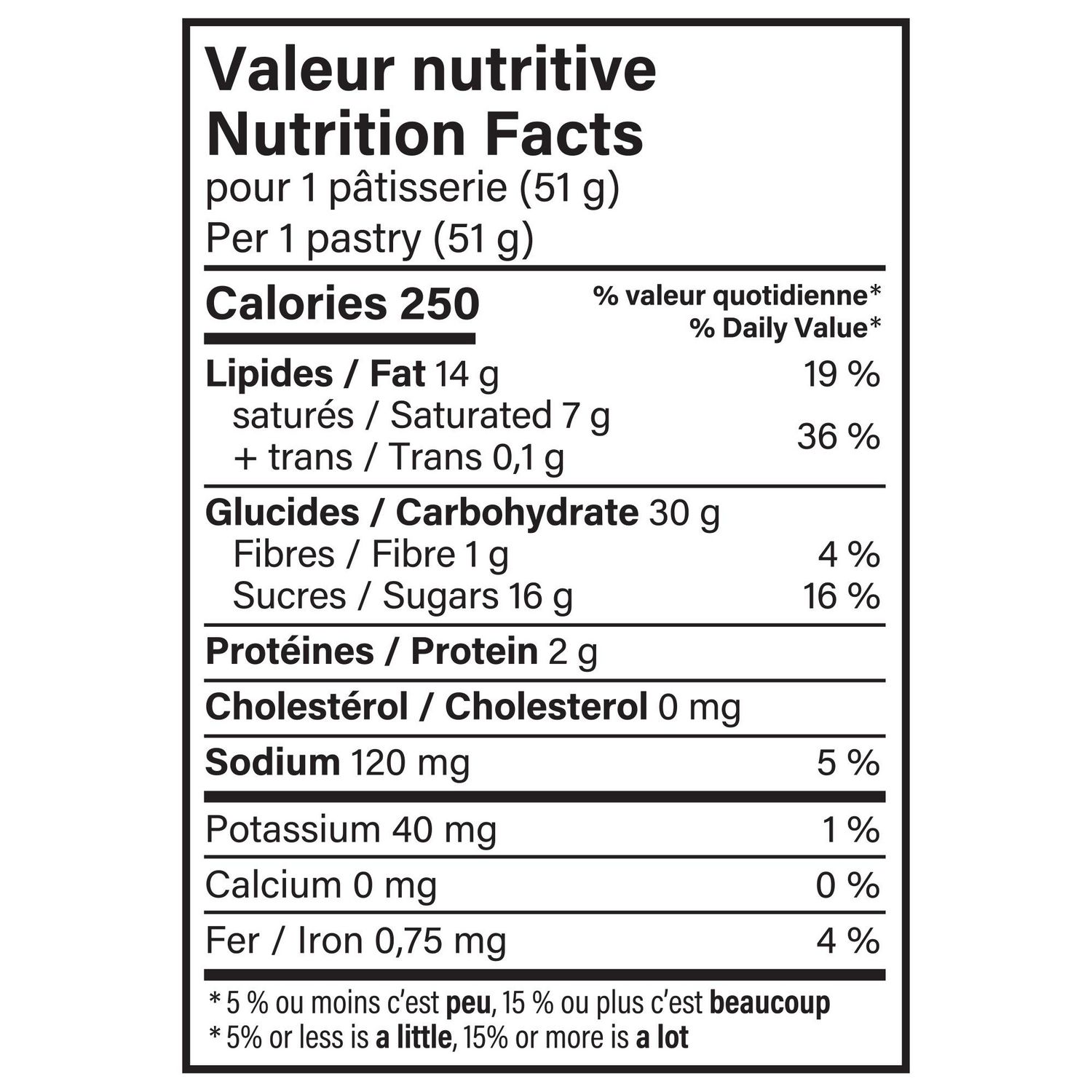 Vachon Passion Flakie Three Fruits pastry Nutrition Facts showing calories, fat, sugars, sodium, and other nutrients