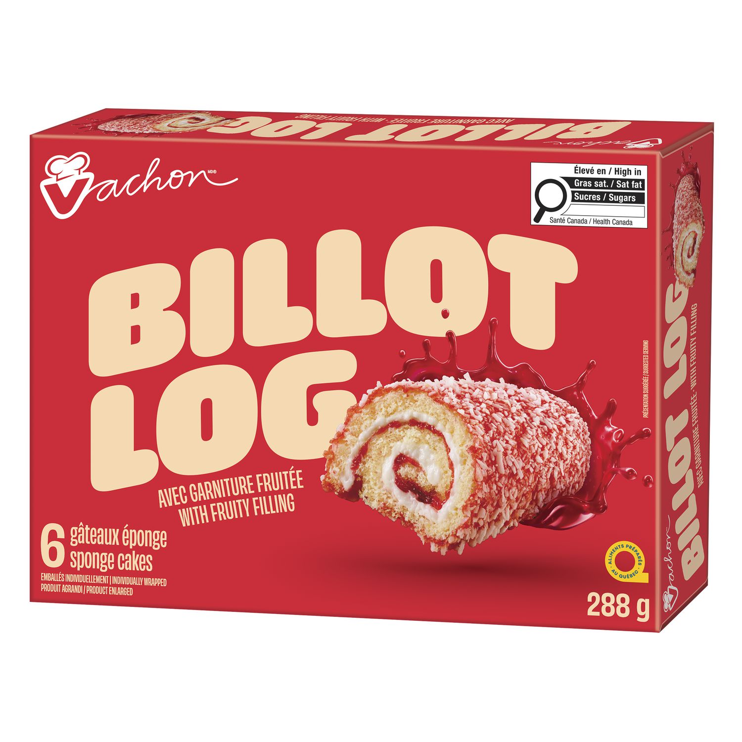 Vachon Jelly Log box showing the front and right side packaging