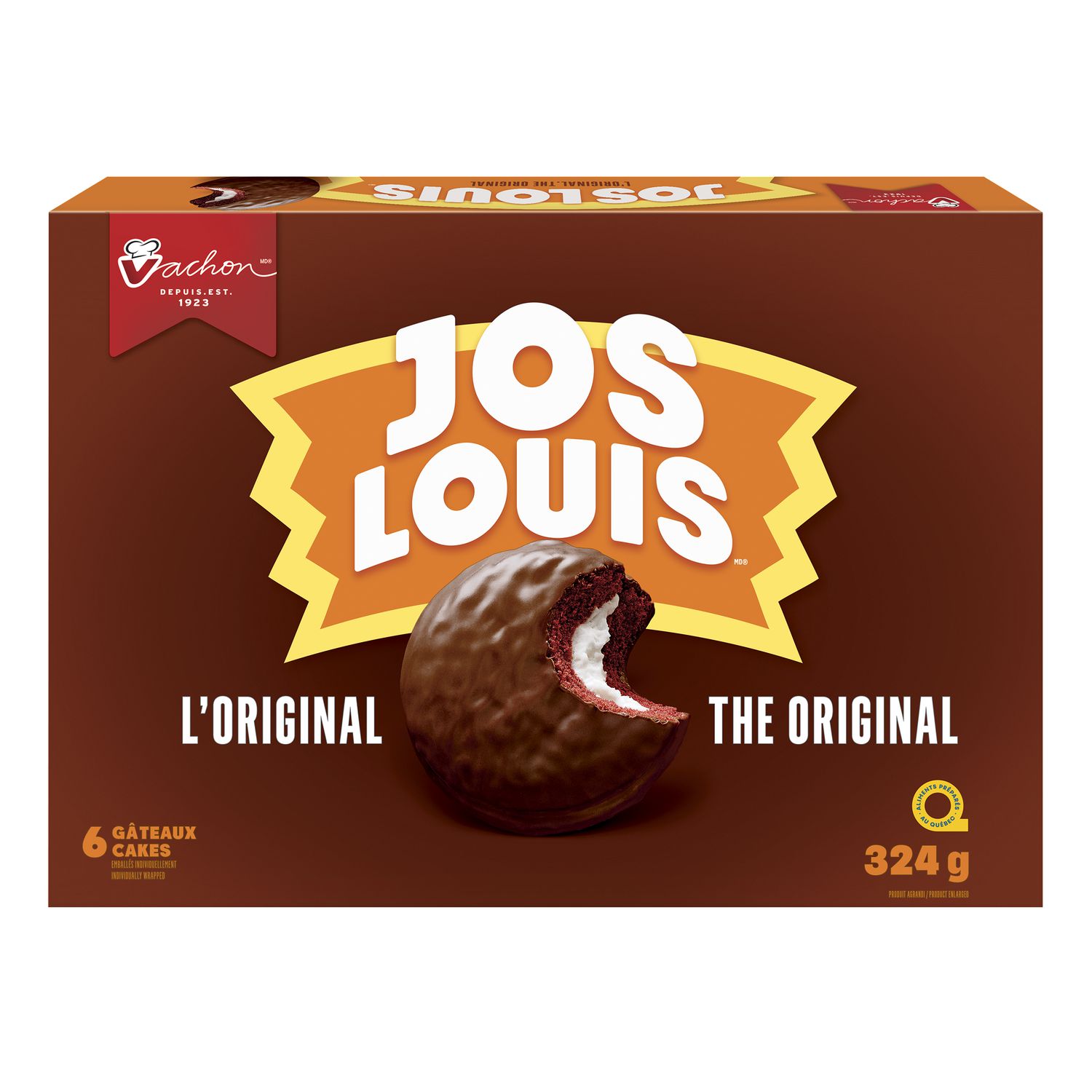 Vachon Jos Louis Original Cakes package showing chocolate coated cake