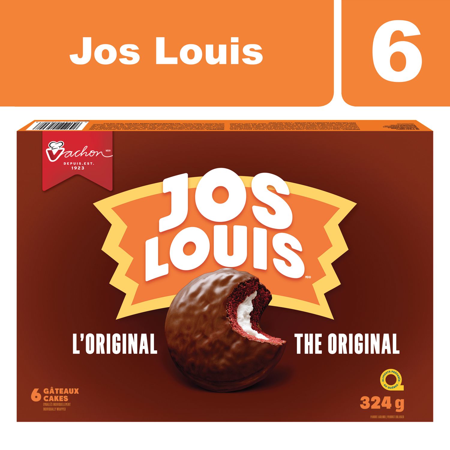 Vachon Jos Louis Original Cakes 6 count 324g package front