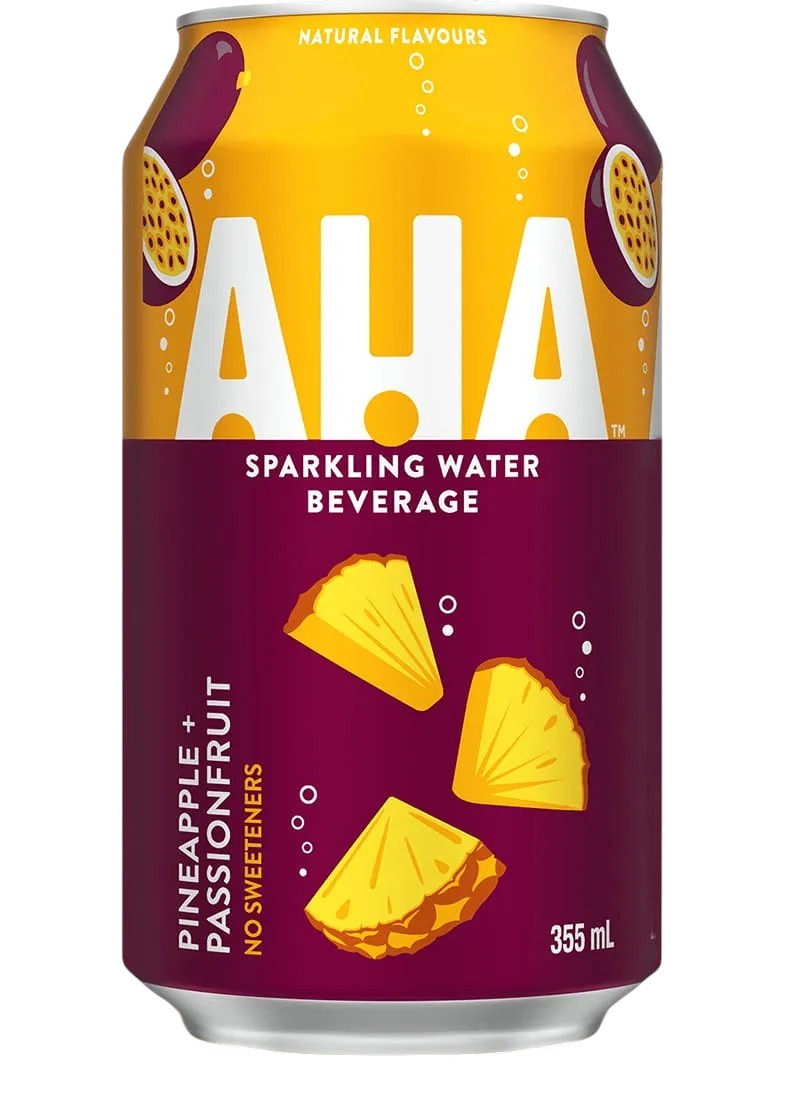 AHA Pineapple & Passionfruit Sparkling Water 355 mL can