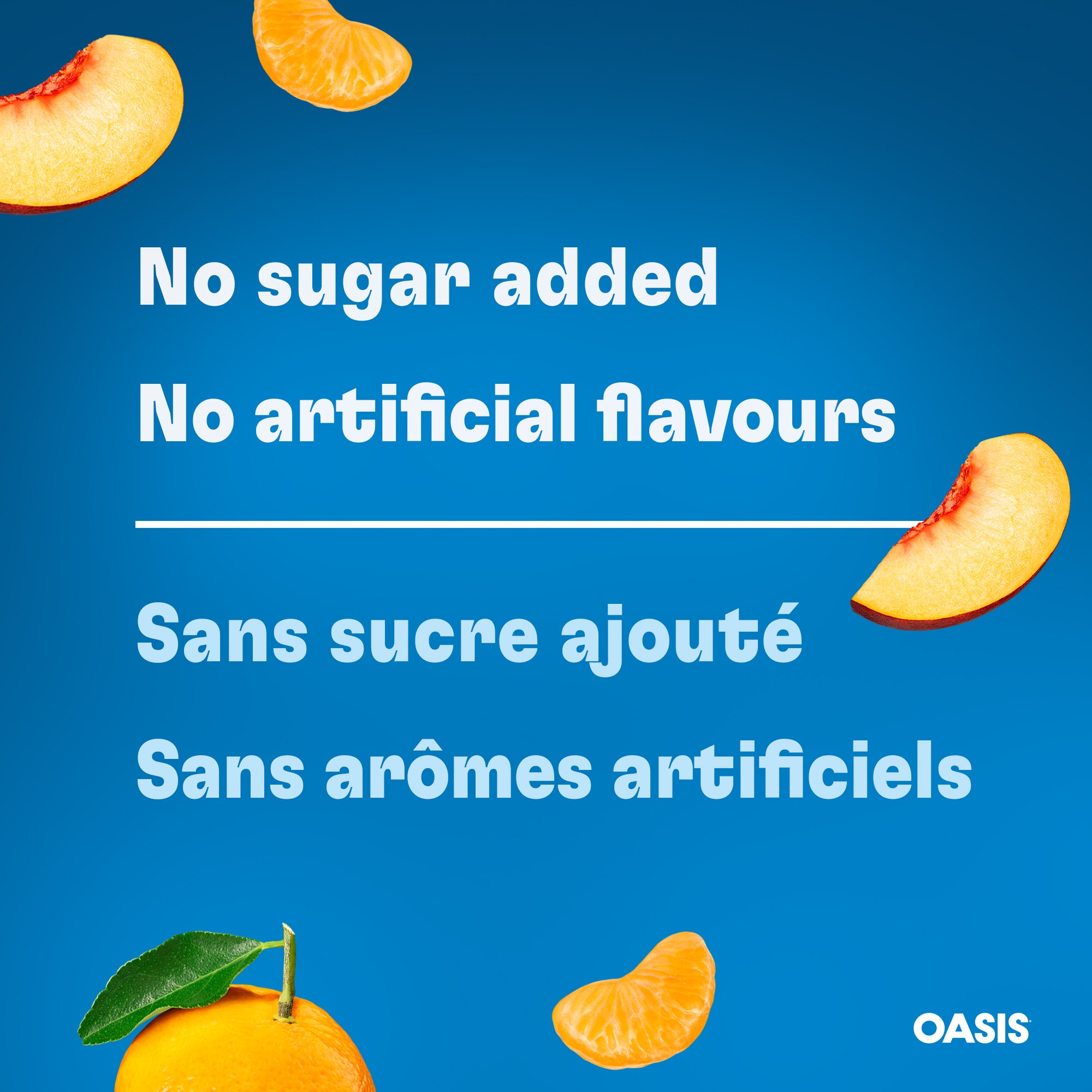 Oasis Peach Clementine Juice with no added sugar and no artificial flavors