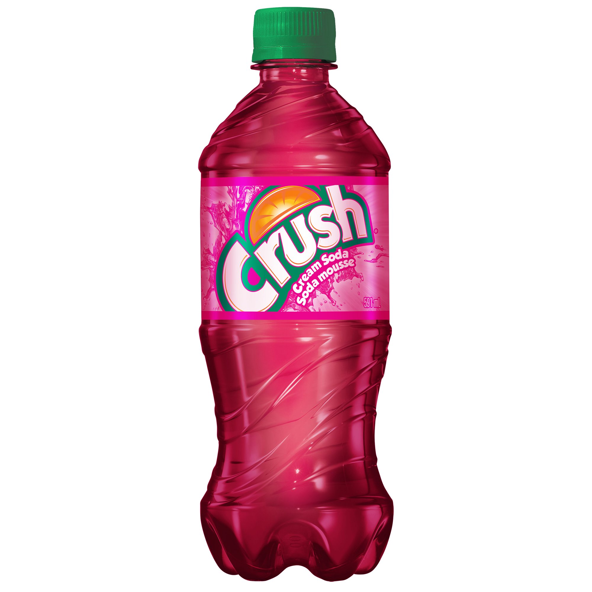 Crush Cream Soda 591 mL bottle with detailed textured bottle design