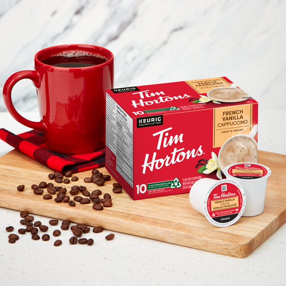 Tim Hortons French Vanilla Cappuccino 10-count K-Cup pod box