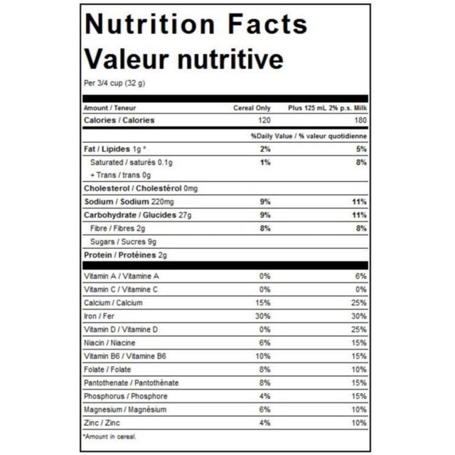 Golden Grahams Crunch Cereal nutrition facts panel showing serving size and nutritional information