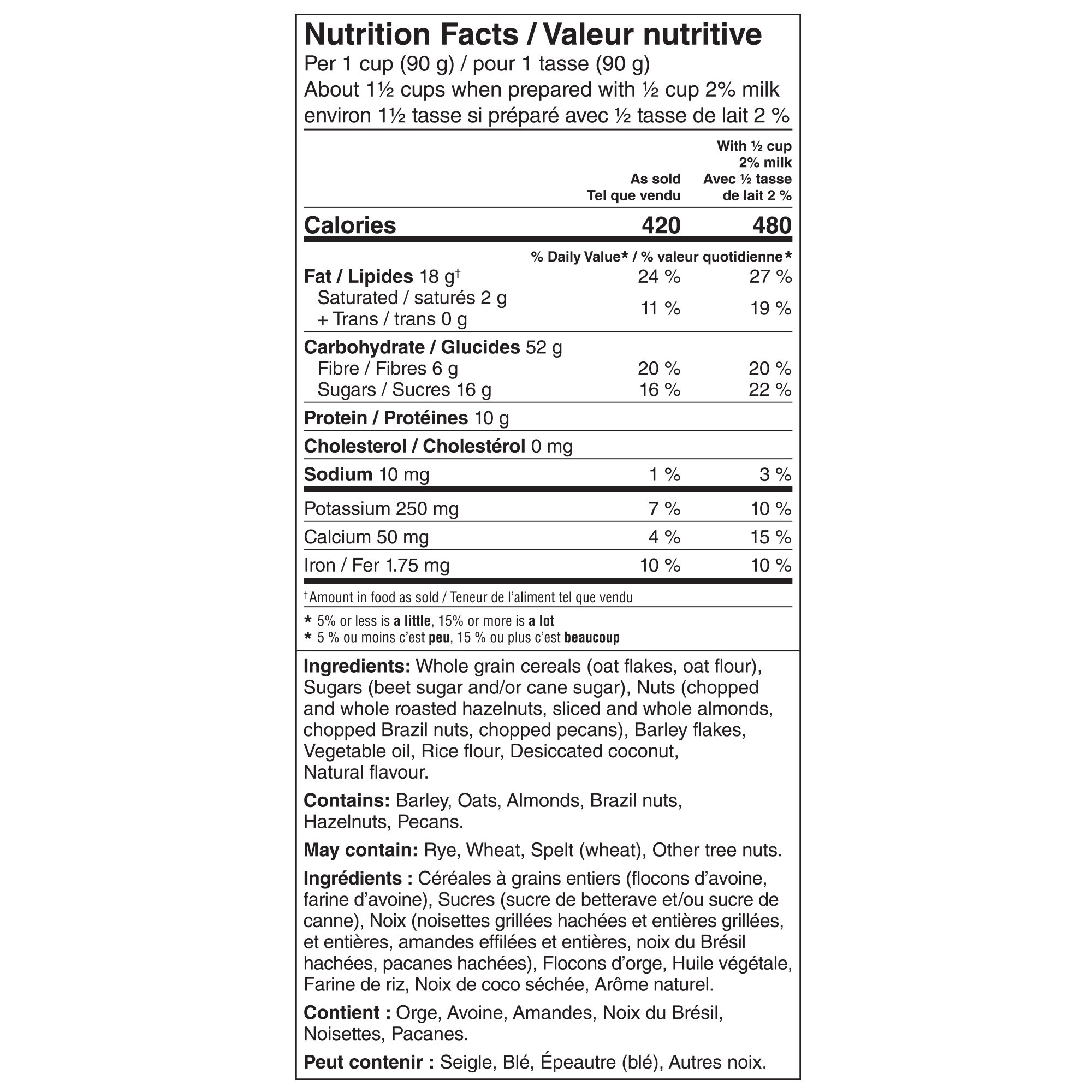 Jordans Morning Crisp Granola nutrition facts and ingredient information panel