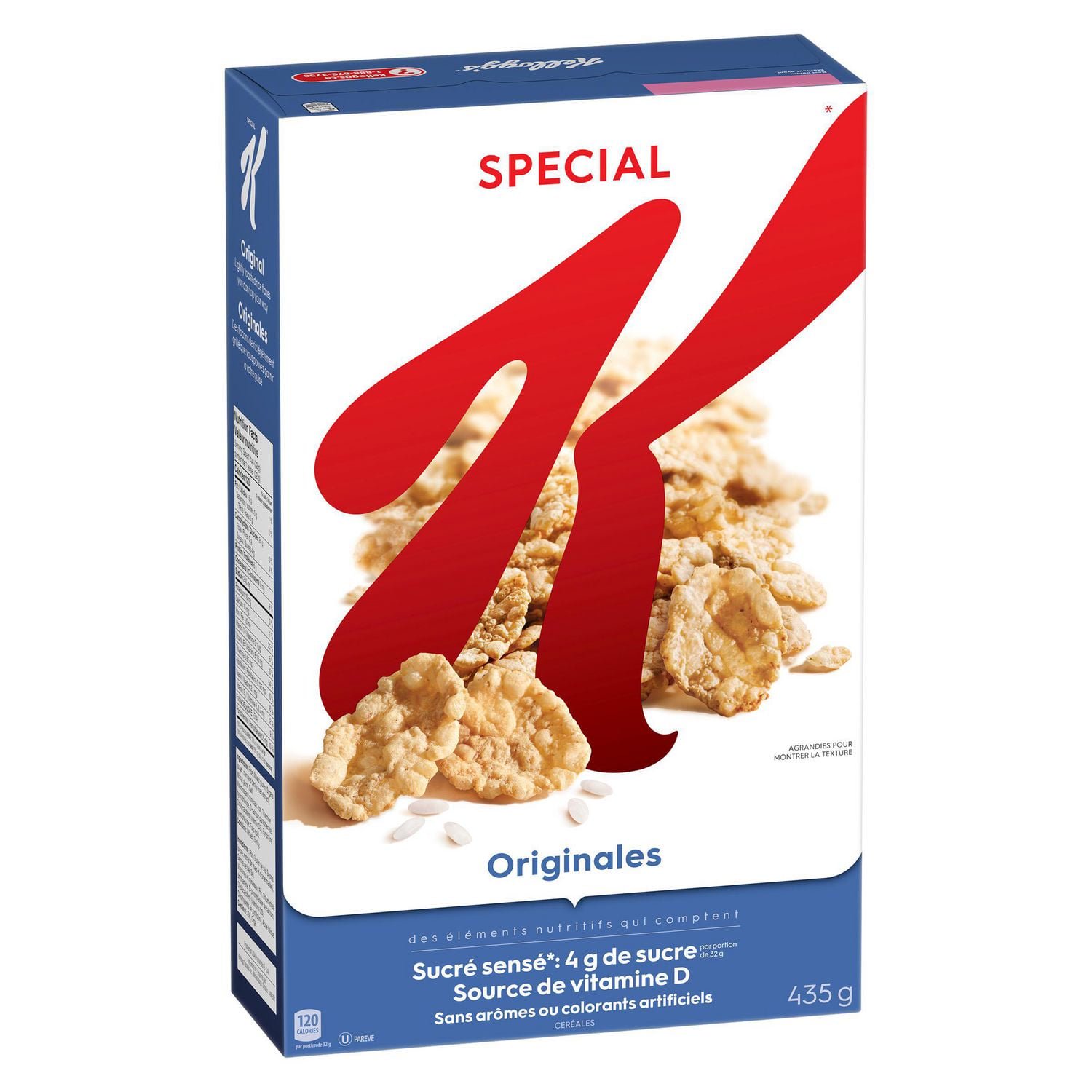 Angled view of Kellogg's Special K Original cereal box showing the side panel