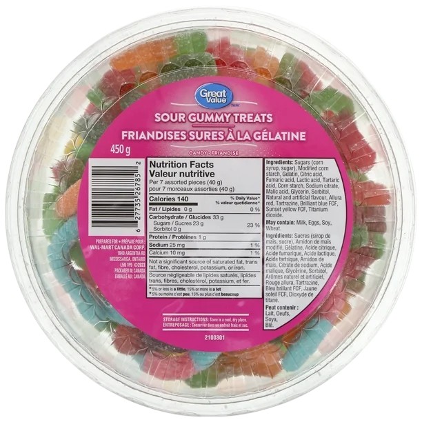 Great Value Sour Gummy Treats 450 gram