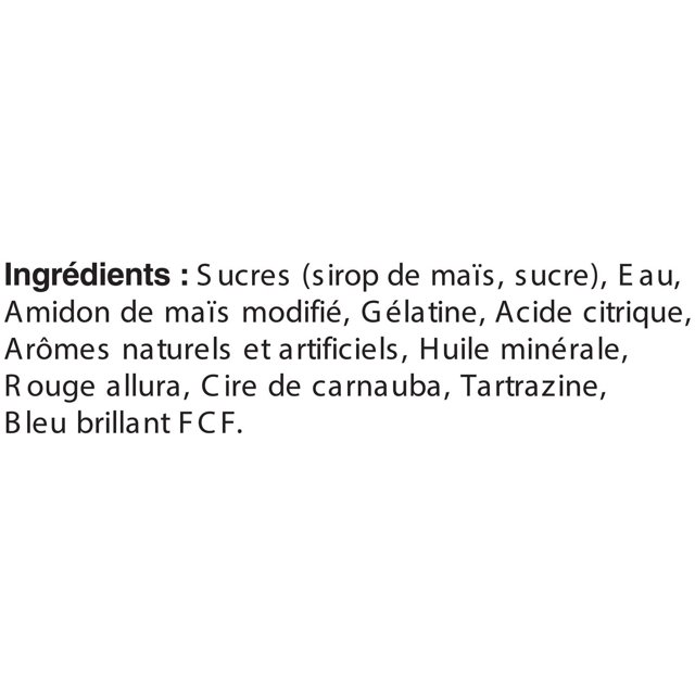 STARBURST Flavour Duos Gummies nutrition facts and ingredient information