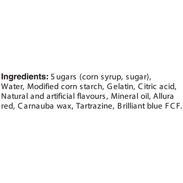 STARBURST gummy candy ingredients including corn syrup, sugar, gelatin and natural and artificial flavors