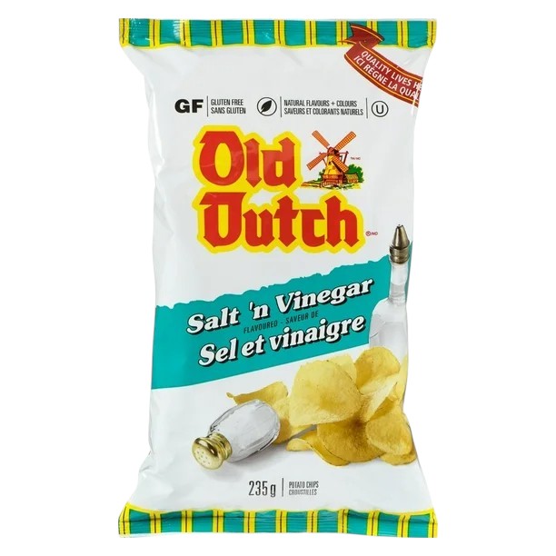 Old Dutch Ridgies Extra Salt & Vinegar Potato Chips 235g bag