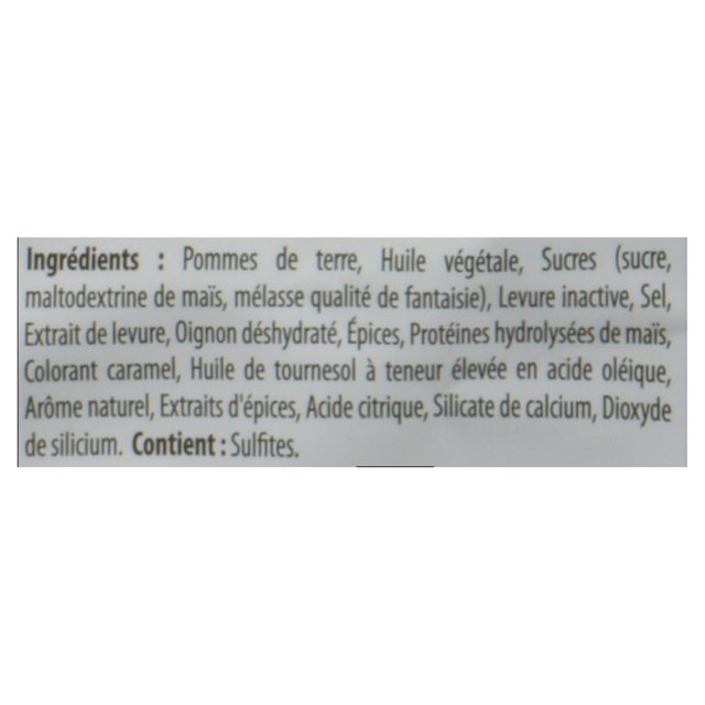 French ingredient and allergen information printed on the packaging of Old Dutch Crispy Bacon potato chips