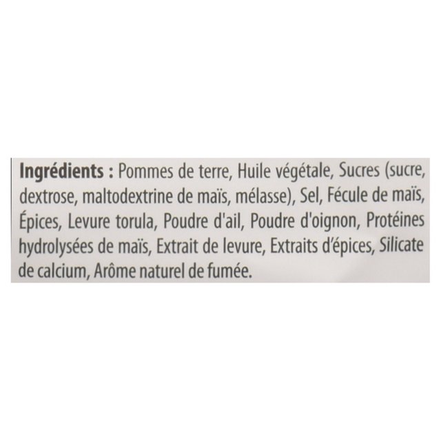 Old Dutch BBQ Potato Chips ingredient information close-up in French on the product packaging