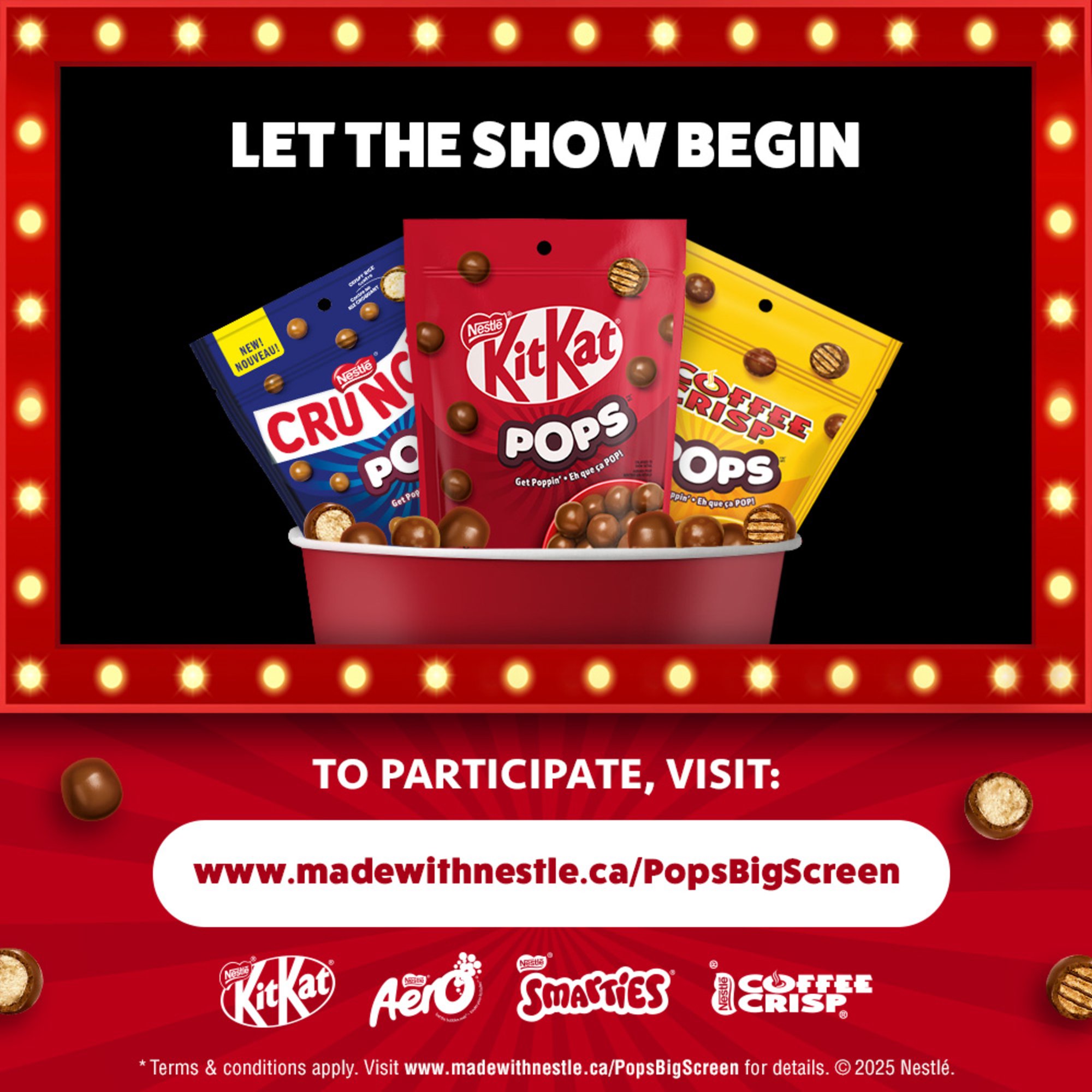 Nestlé POPS snack assortment featuring COFFEE CRISP, KitKat and Crunch POPS