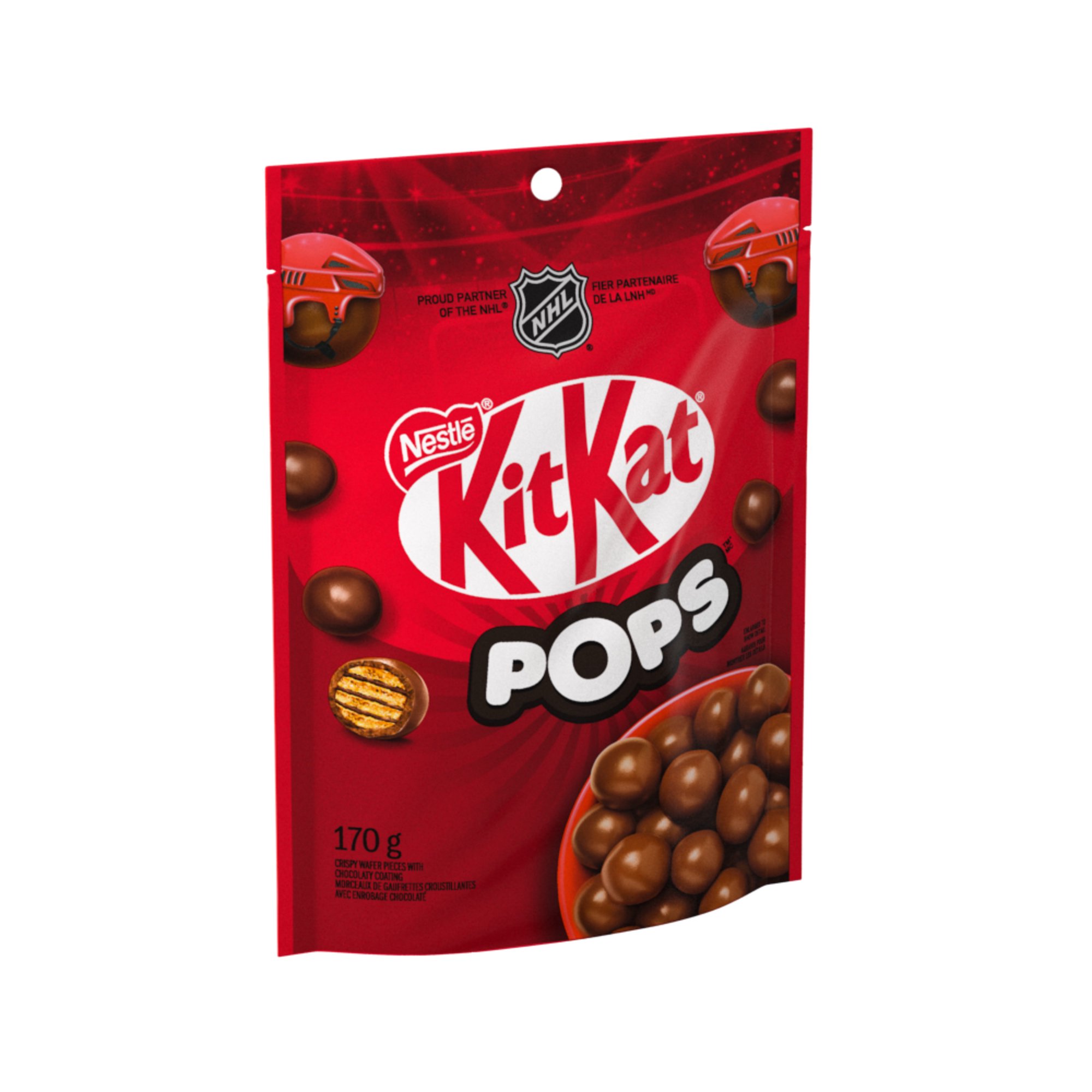 KITKAT POPS 170 g chocolate snack pouch displayed at an angled view
