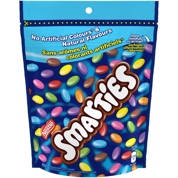 Nestlé Smarties 203g package displayed from a slightly angled front view
