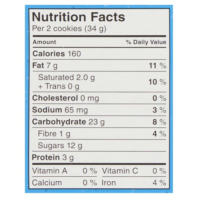 Nutrition Facts panel for Pirate Oatmeal Peanut Butter Cookies showing calories and serving information