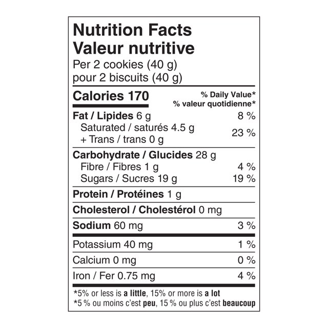 Dare Viva Puffs Strawberry Cookies nutrition facts showing serving size, calories, fat, carbohydrates, sugars, and sodium