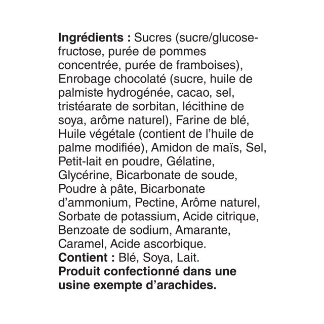 French ingredient and allergen panel for Dare Viva Puffs raspberry marshmallow cookies