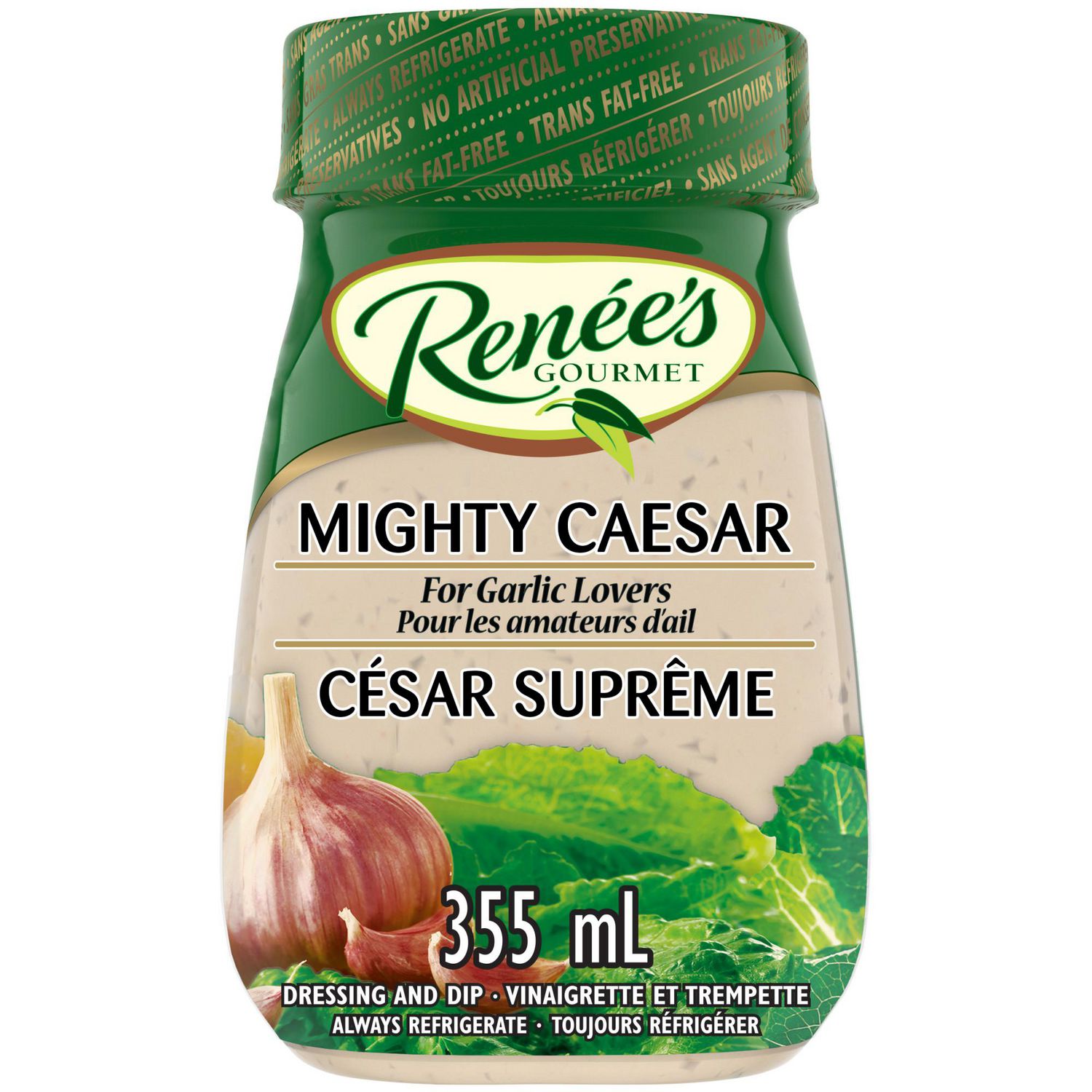 Renée's Mighty Caesar Dressing 355 mL creamy garlic Caesar salad dressing bottle