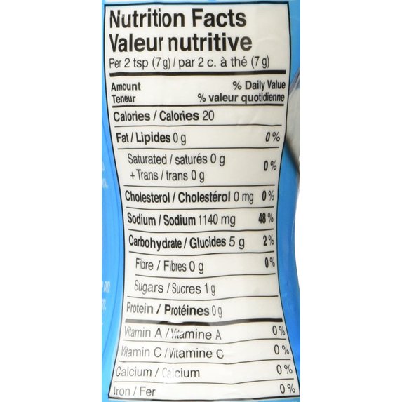 Nutrition Facts label on Kernels Salt & Vinegar Popcorn Seasoning showing serving and calorie information
