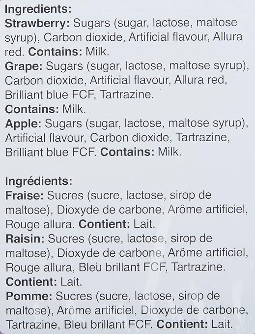 Regal Power Poppers strawberry grape and apple flavor ingredient label