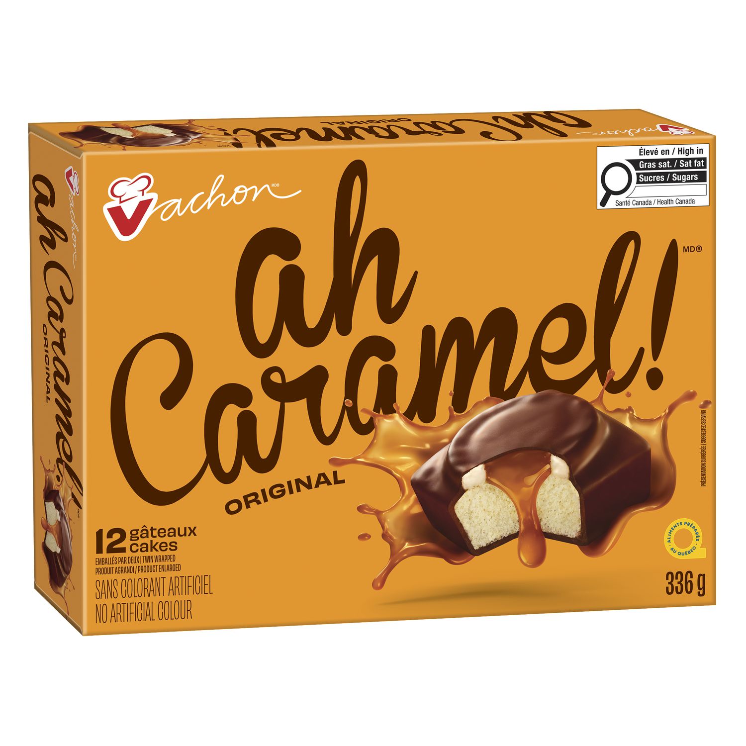 Vachon Ah Caramel! 336 g package displayed in a three-quarter view