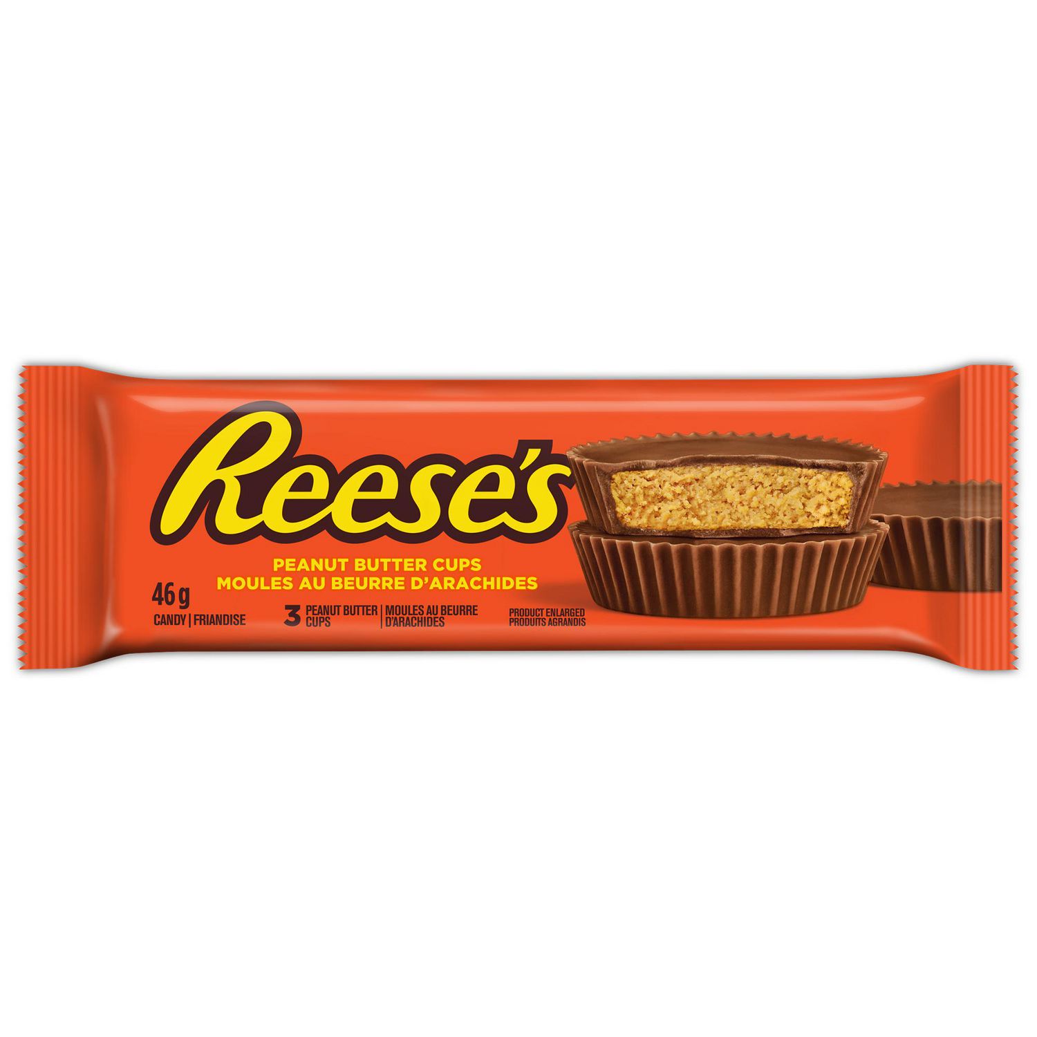REESE'S Peanut Butter Cups Candy 46g front package with three peanut butter cups