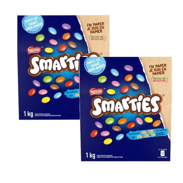Canadian SMARTIES Candy Coated Milk Chocolate Pantry Size 1 kg (2 Pack)