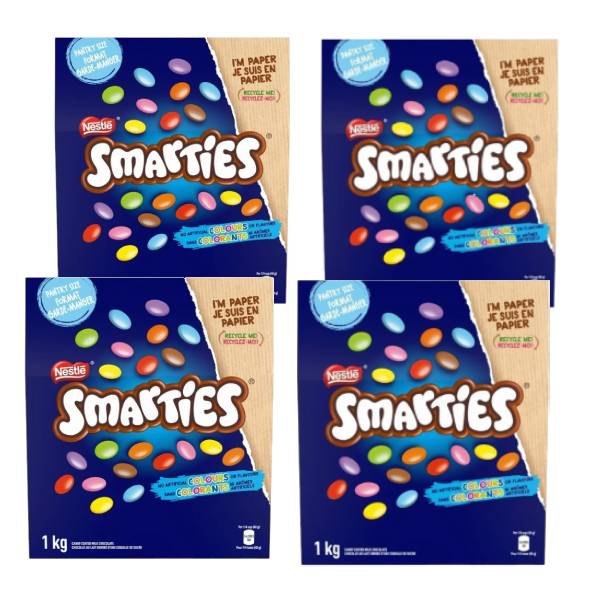 Canadian SMARTIES Candy Coated Milk Chocolate Pantry Size 1 kg (4 Pack)