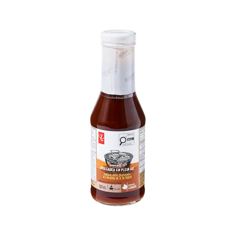 Memories of Backyard Grilling sauce bottle showing the Apple, Maple and Ale label