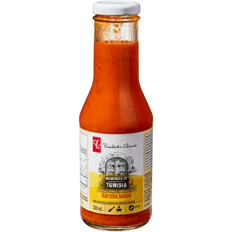 Memories of Tunisia Harissa Sauce 350 mL bottle with red pepper sauce and white cap