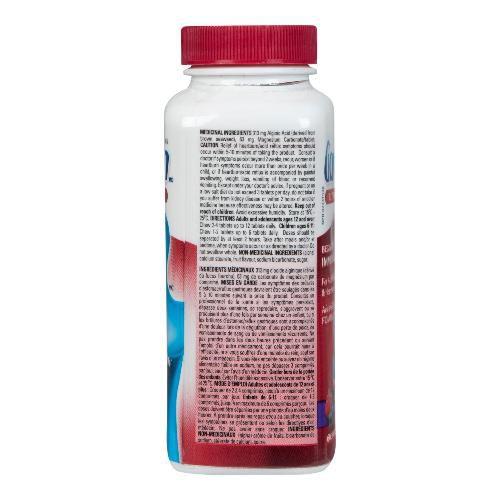 Gaviscon Extra Strength Fruit Blend packaging showing ingredients and usage information on the rear label