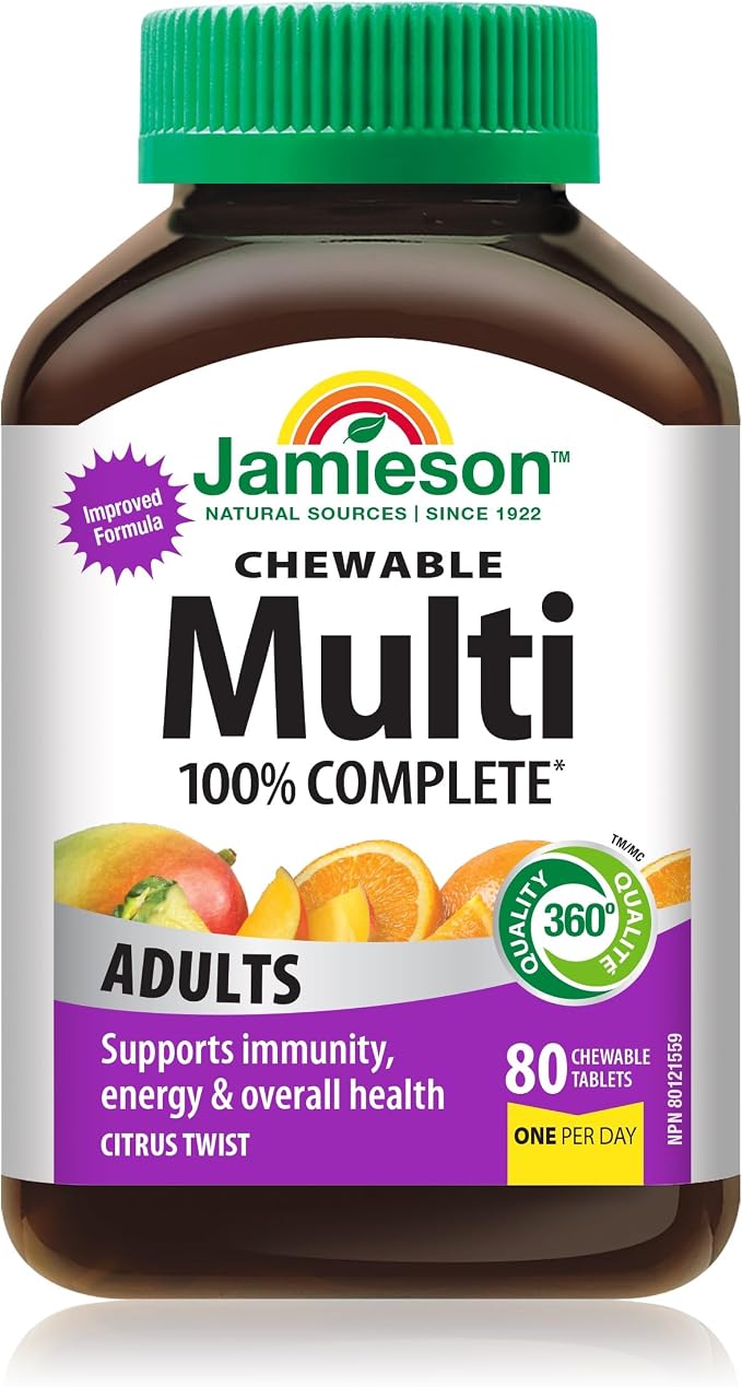 Jamieson 100% Complete Adult Chewable Multivitamin Citrus Twist 80 Tablets