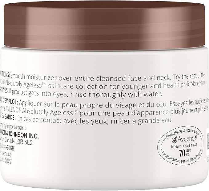 Back view of Aveeno Absolutely Ageless Night Cream 48 mL container