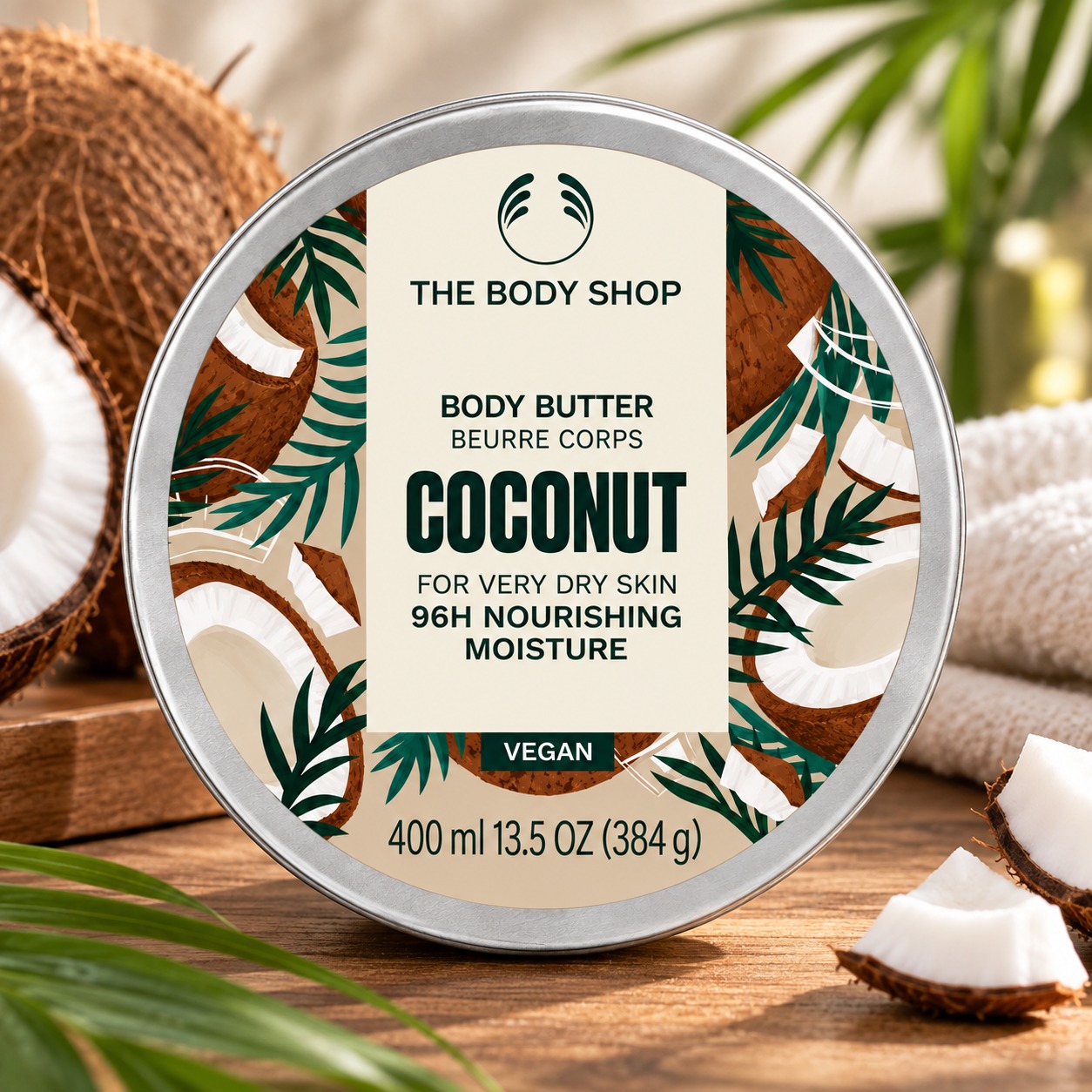 The Body Shop Coconut Body Butter 400ml tin for very dry skin