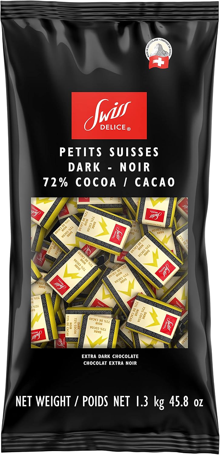 Swiss Delice Petits Suisses Dark-Noir 72% cocoa dark chocolate, 1.3 kg bag