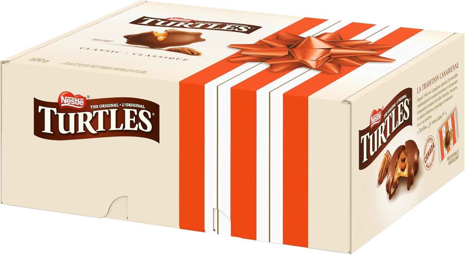 NESTLÉ TURTLES large gift box showing striped packaging and decorative bow design