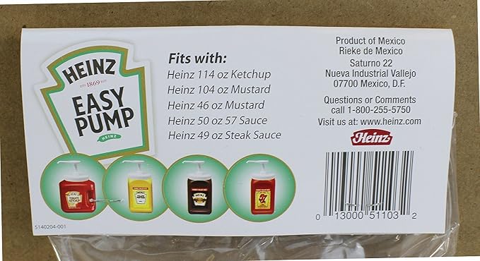 Heinz Easy Pump dispenser assembly shown in clear packaging