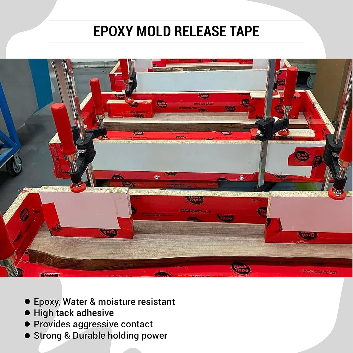 Tuck Tape polypropylene film acrylic adhesive with 60mm width and 55m length diagram