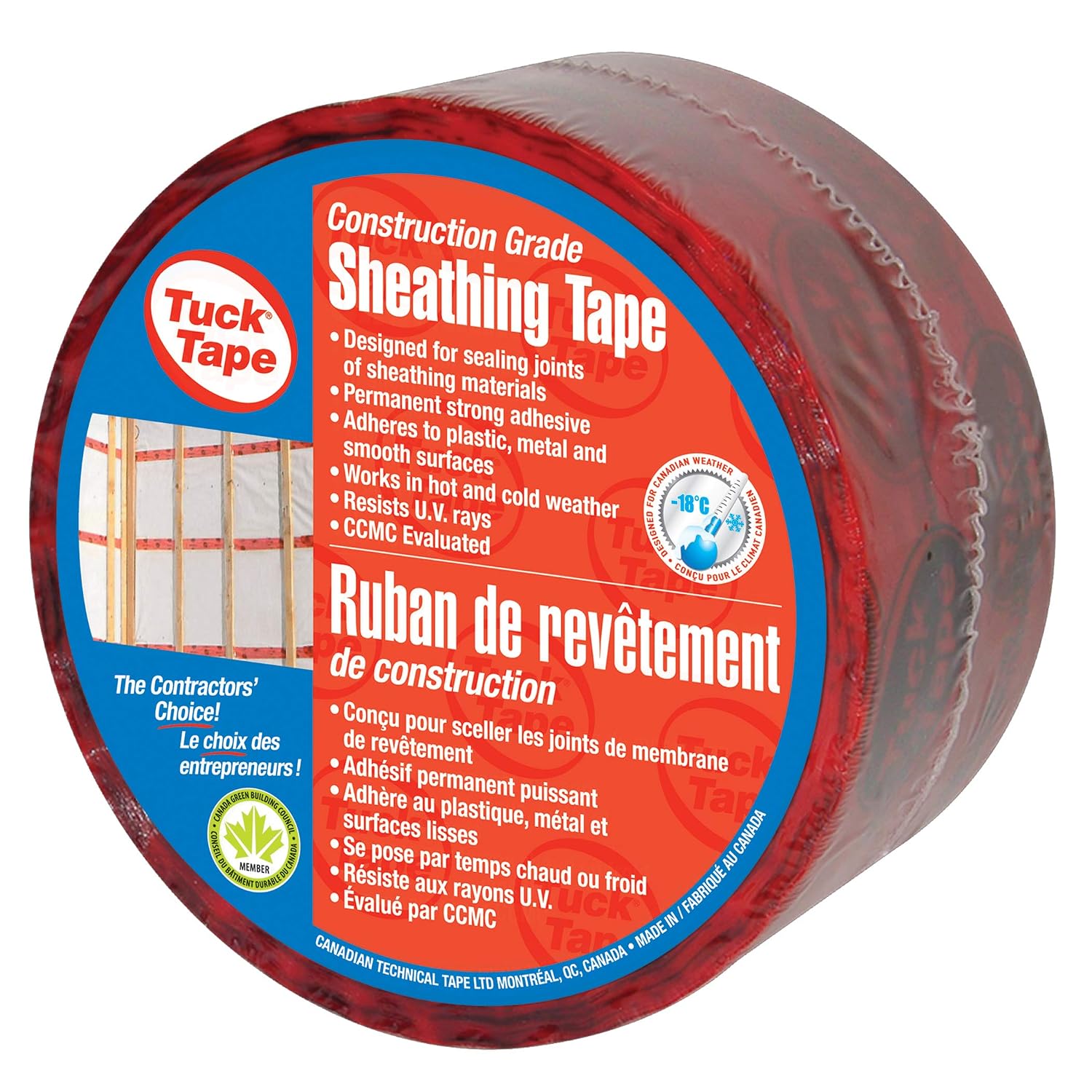 Tuck Tape Construction Sheathing Tape red roll front view