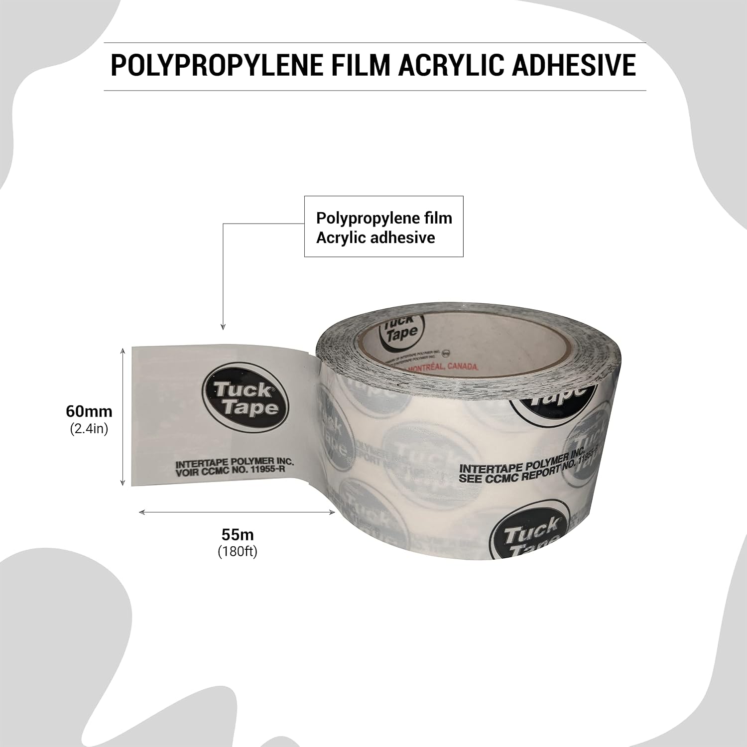 Tuck Tape Construction Sheathing Tape roll showing construction-grade sheathing label
