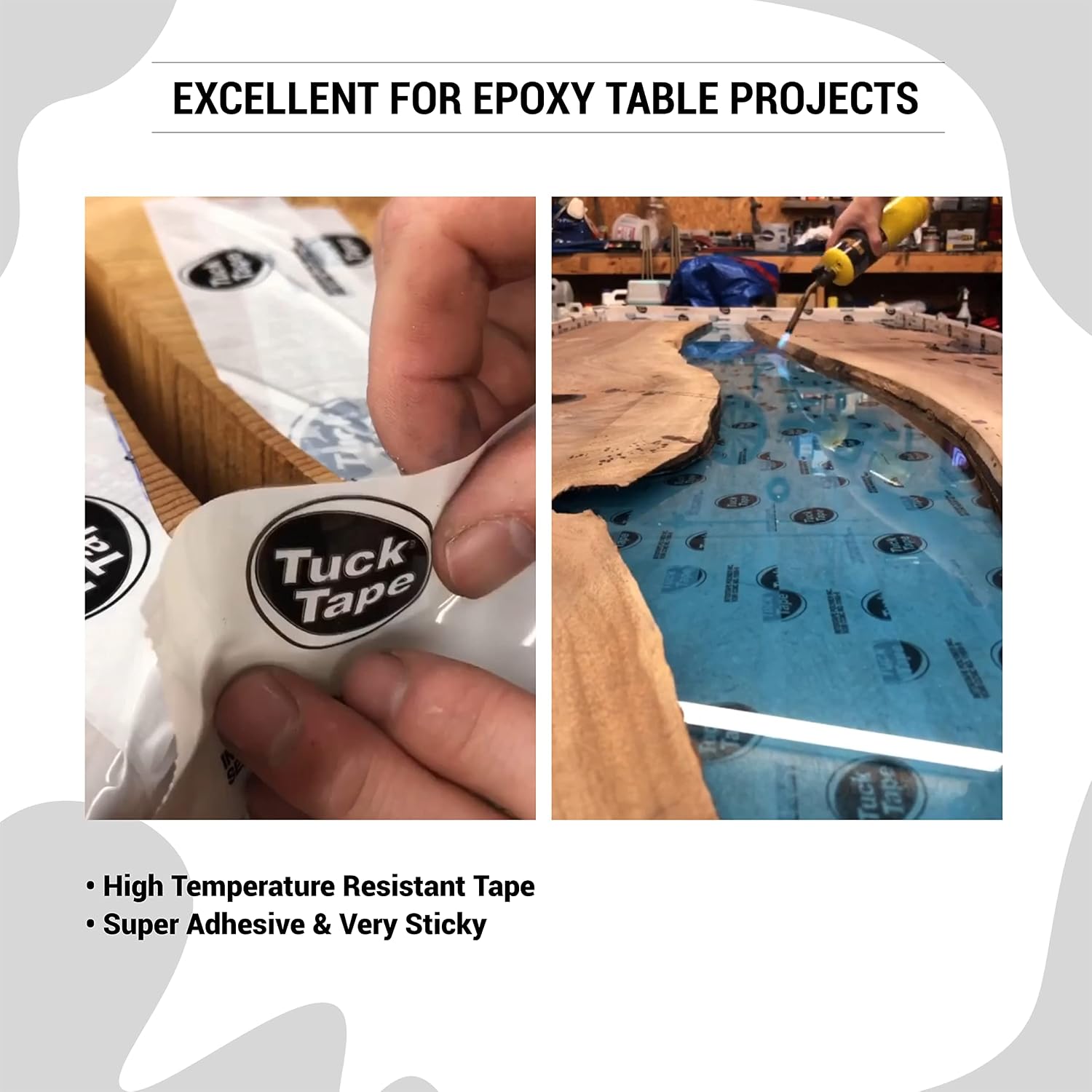 Tuck Tape epoxy mold release tape applied around an epoxy woodworking project
