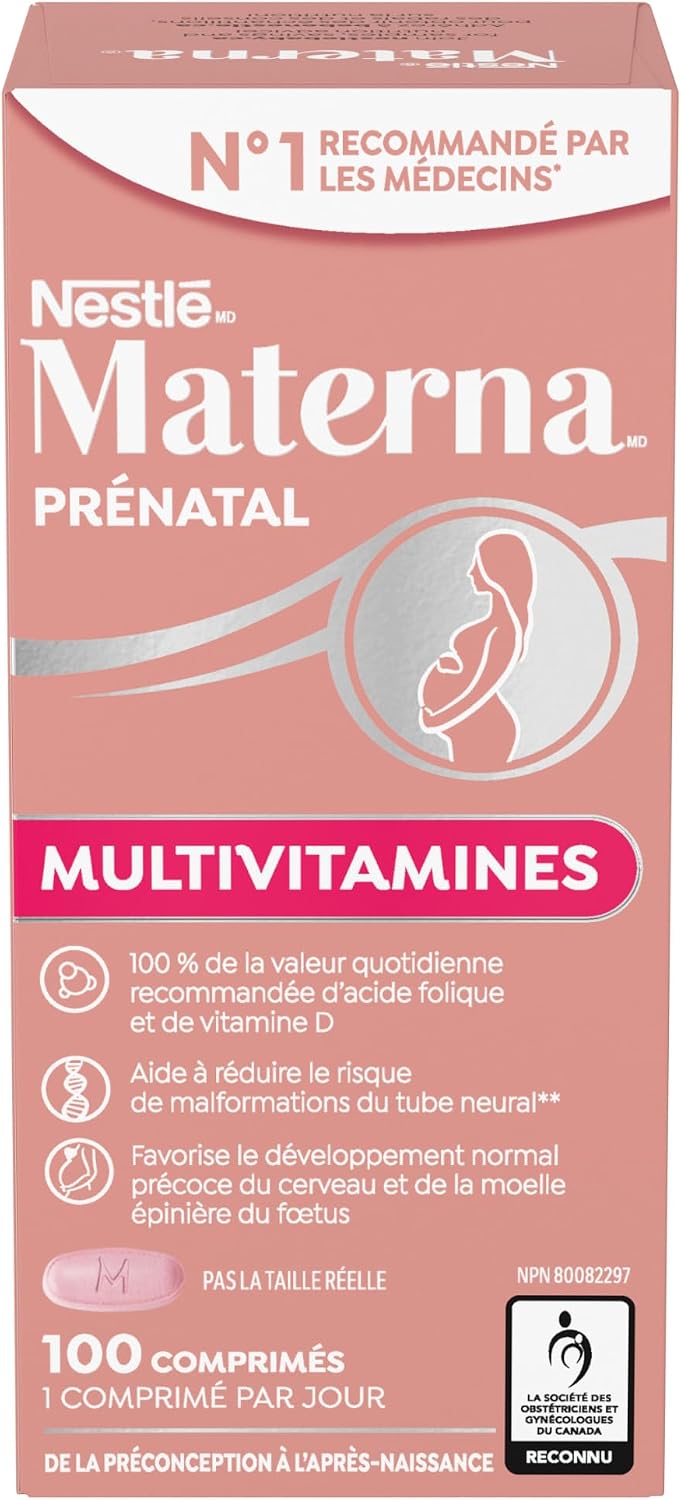 Materna Prenatal 100 tablet package showing French-language packaging