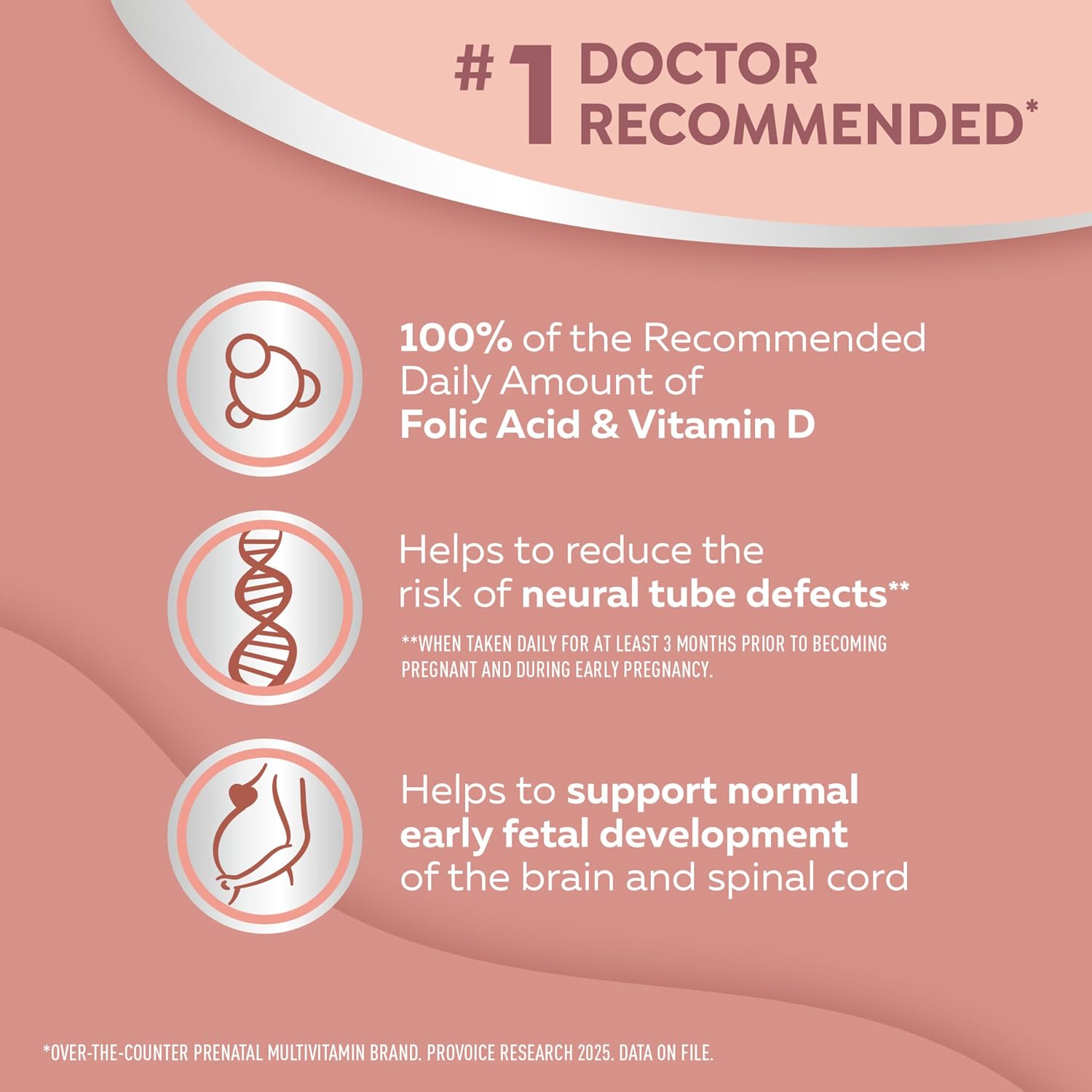 Materna Prenatal pink tablet labeled for daily use with food